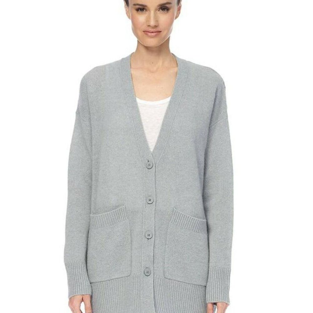 360Cashmere  Amina Cashmere Cardigan Sweater-Misty Blue-M